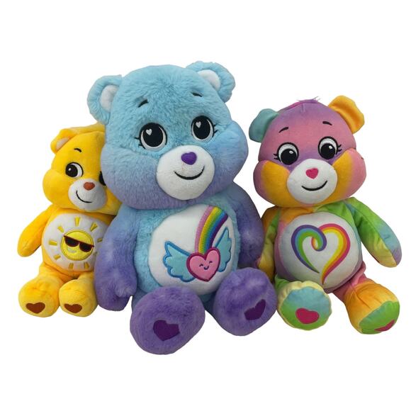 Care Bears Other - Mixed Modern Care Bears Plush Dolls LOT Blue Yellow Cheer Rainbow Heart